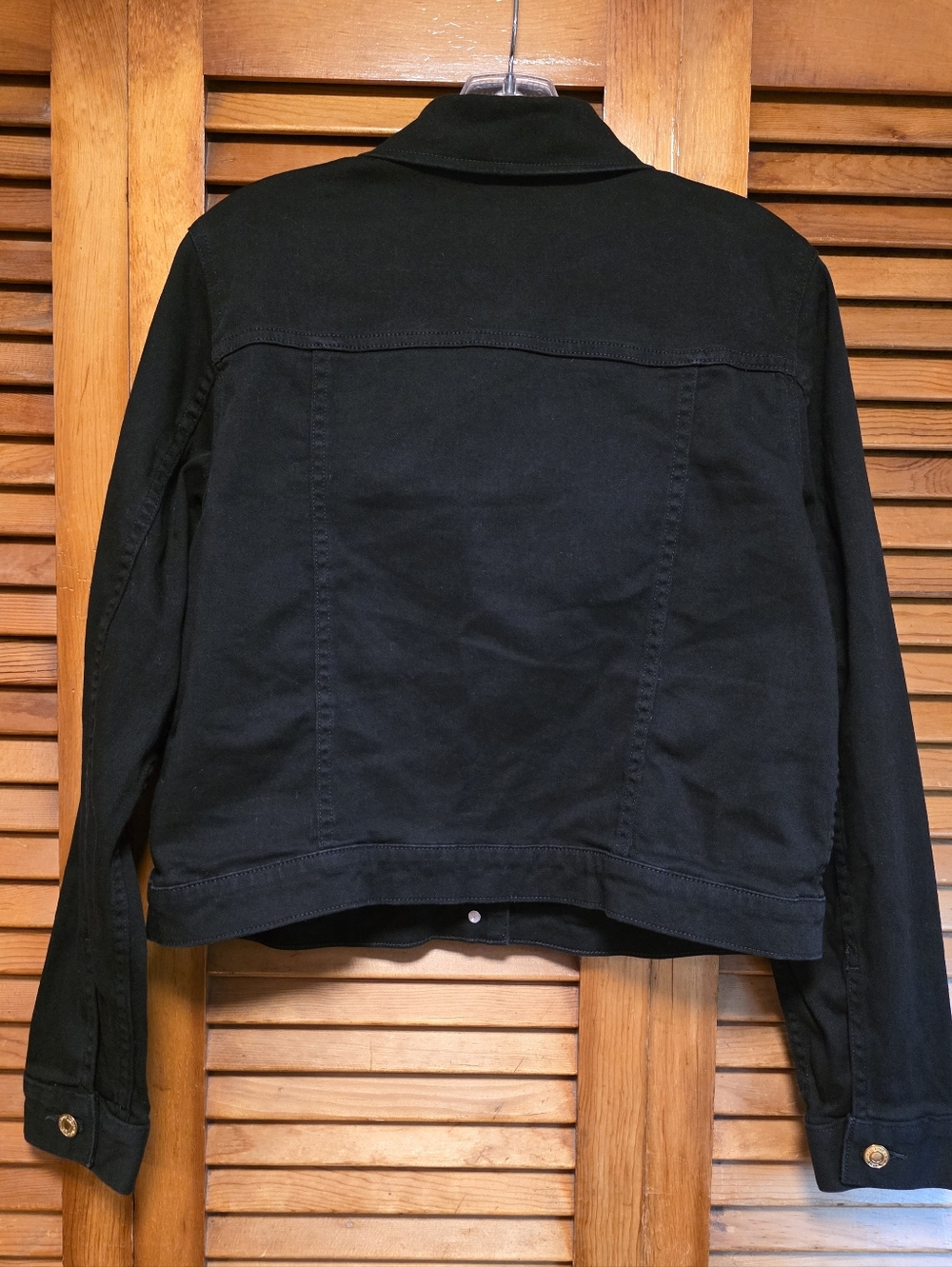 Michael Kors Women's Black Denim Jean Jacket With Gold Logo Buttons Size M - Picture 3 of 15